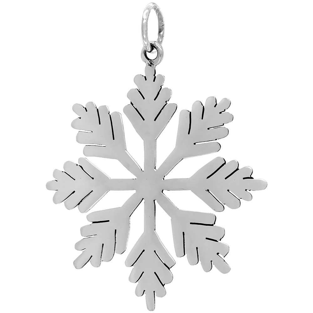 Sterling Silver Snowflake Star Pendant Large Size Handmade 2 1/16 inch , NO Chain Included