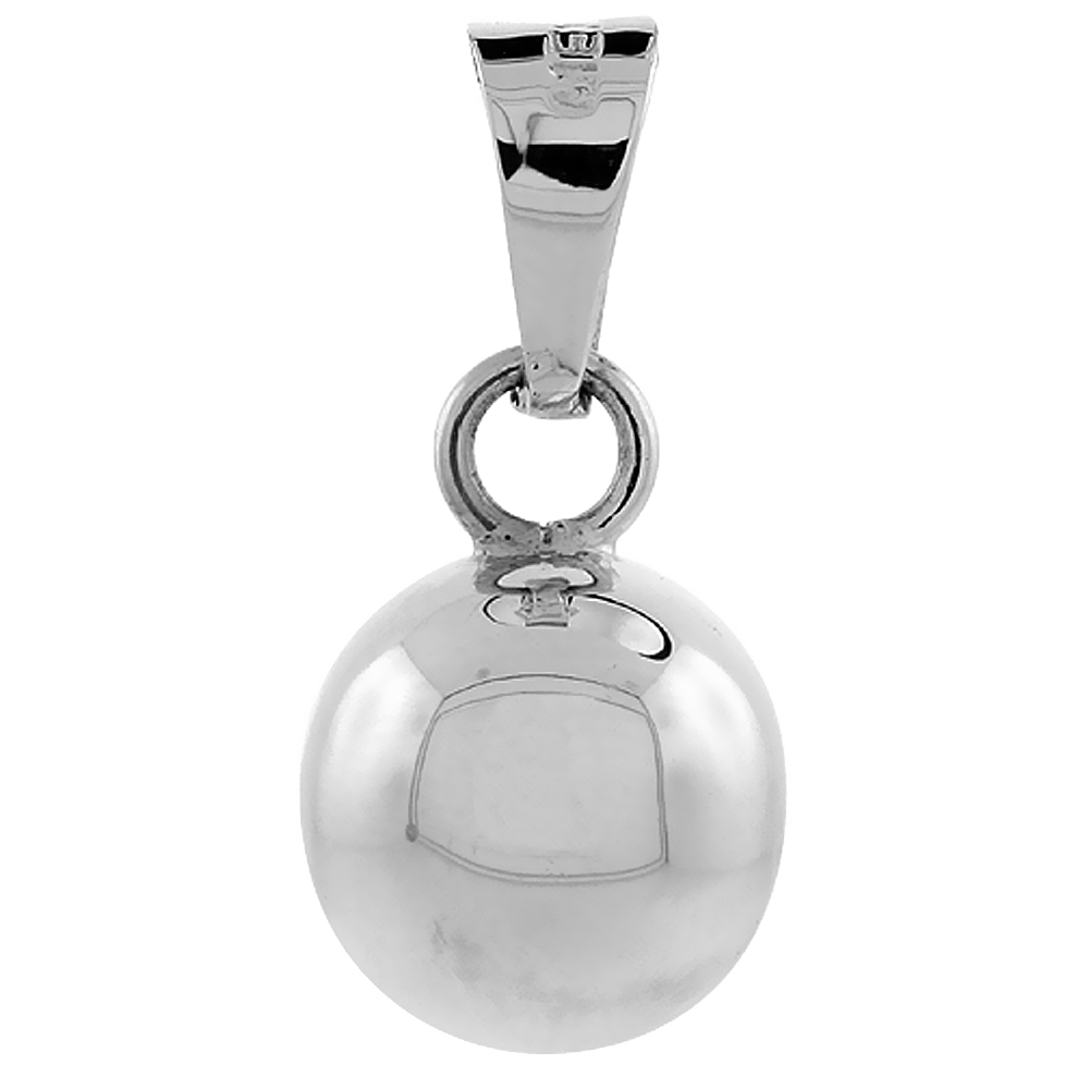 STERLING SILVER HARMONY BALL PENDANT 1/2 INCH ROUND 14MM HIGH POLISHED HANDMADE