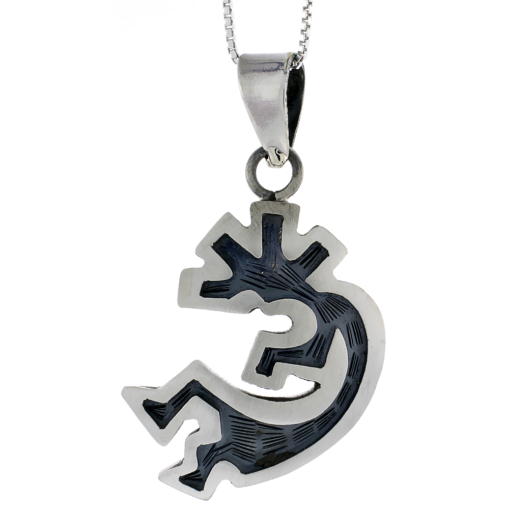 STERLING SILVER KOKOPELLI PENDANT HANDMADE, 1 1/2 INCH LONG