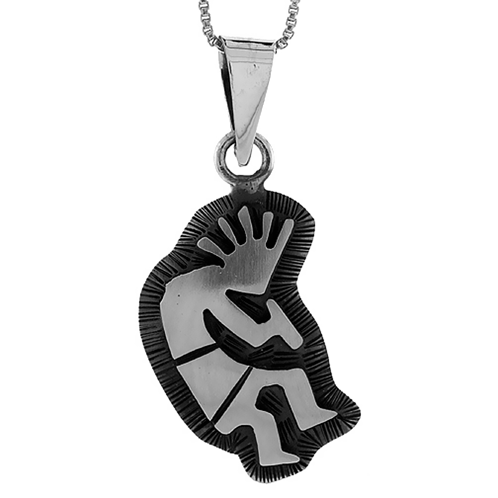 STERLING SILVER KOKOPELLI PENDANT HANDMADE, 1 1/8 INCH LONG
