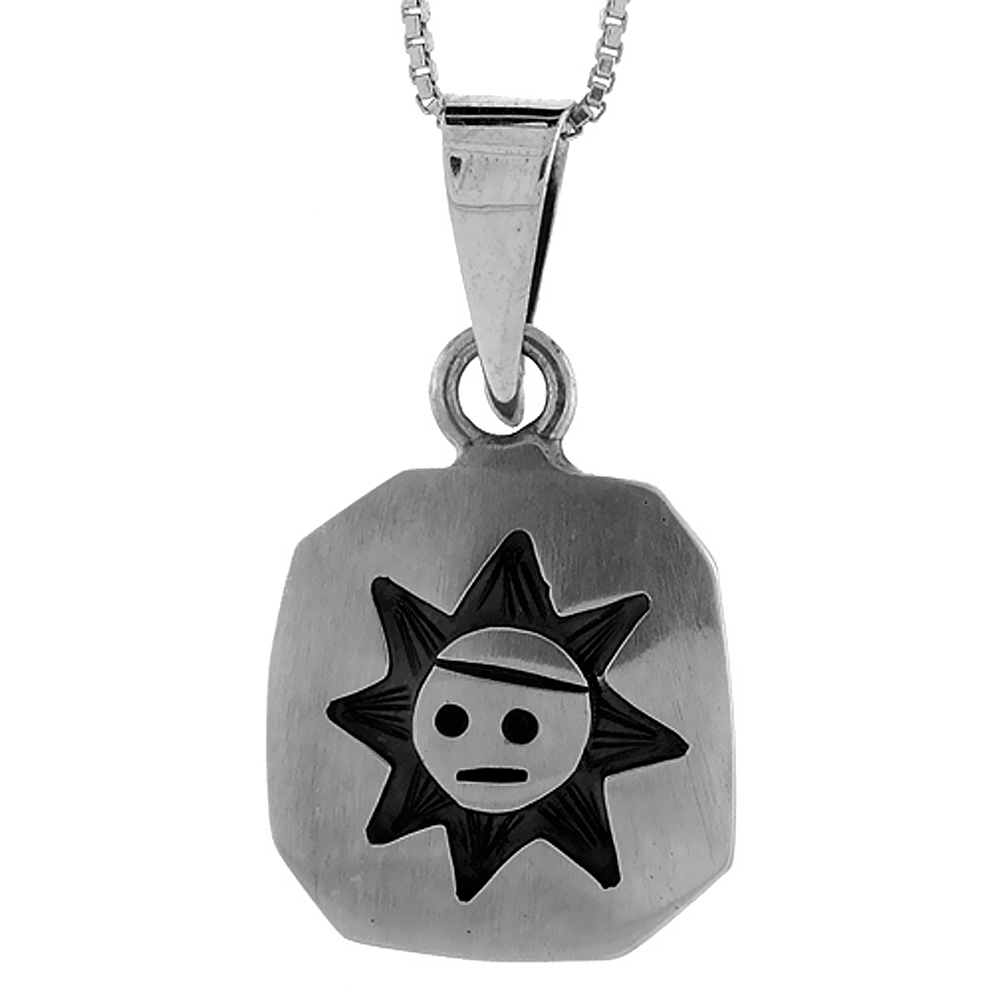 STERLING SILVER SUN PENDANT HANDMADE, 5/8 INCH LONG