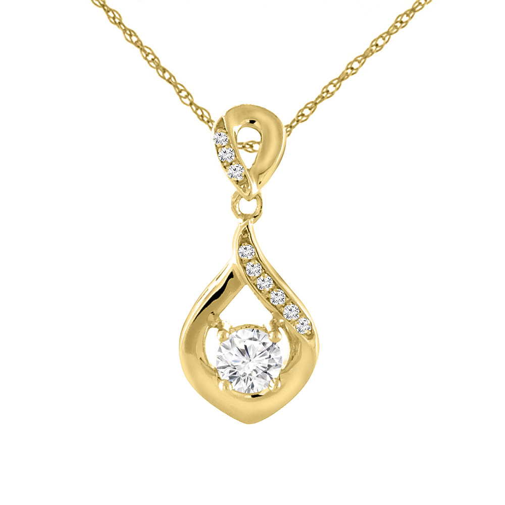 14K YELLOW GOLD 0.21 CTTW GENUINE DIAMOND NECKLACE ROUND 3.5 MM
