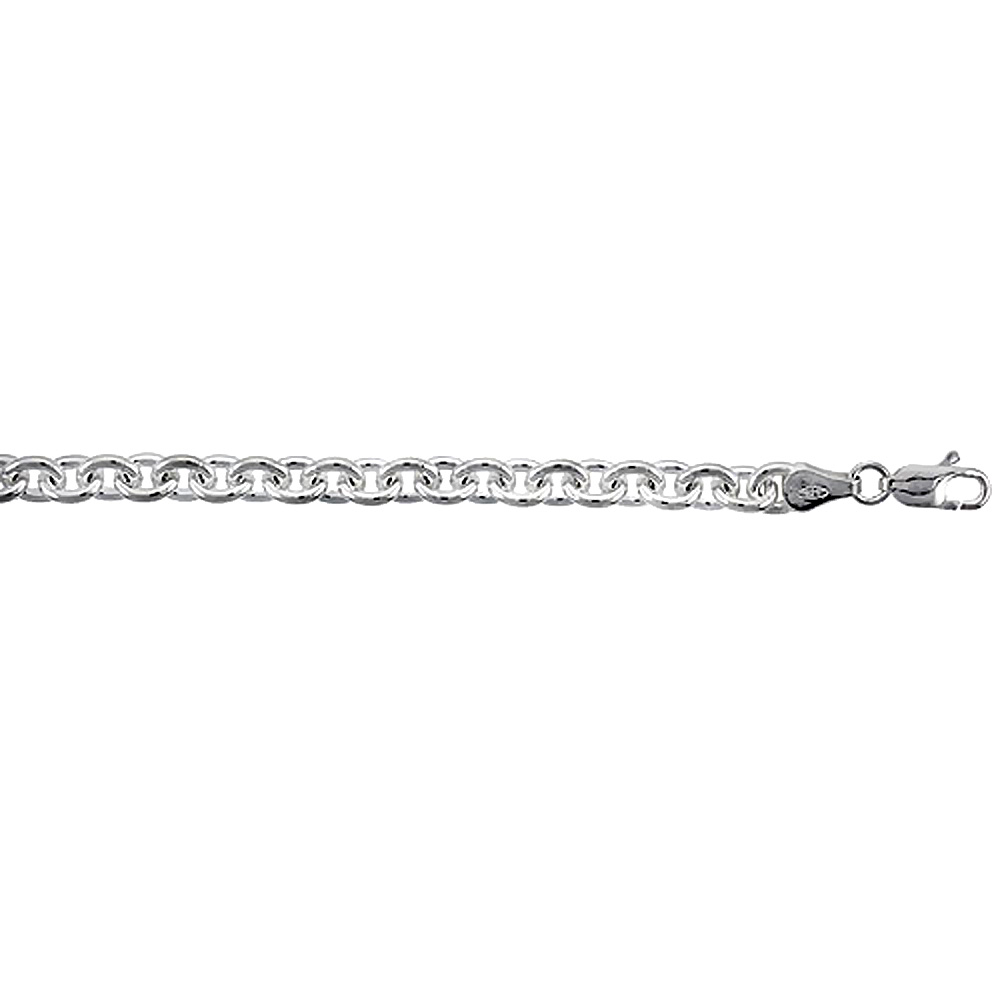 Sterling Silver Cable Link Chain Necklaces &amp; Bracelets Heavy 5.8mm Nickel Free Italy, sizes 7 - 30 inches