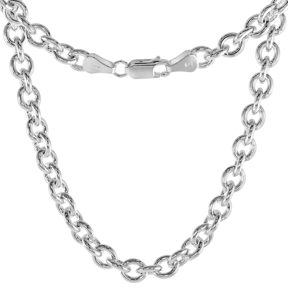 STERLING SILVER CABLE LINK CHAIN NECKLACES & BRACELETS HEAVY 5.8MM NICKEL FREE ITALY, SIZES 7 - 30 INCHES
