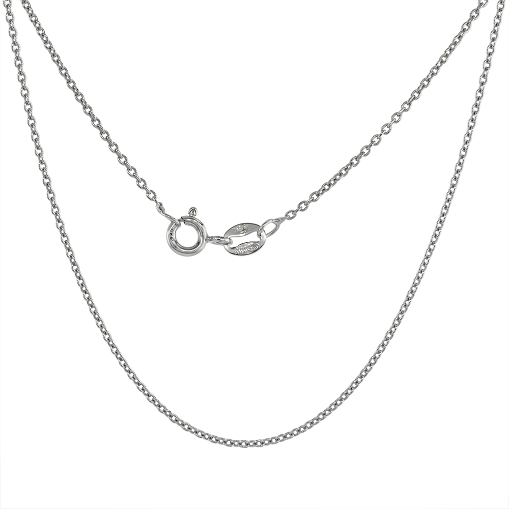 STERLING SILVER CABLE CHAIN NECKLACE 1.1MM THIN NICKEL FREE ITALY, SIZES 16 - 18 INCH