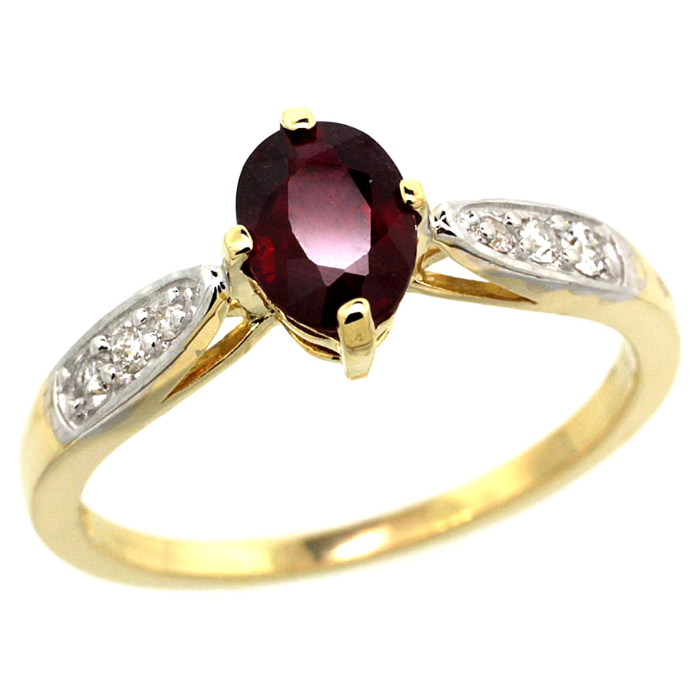 10K Yellow Gold Diamond Natural High Quality Ruby Engagement Ring Oval 7x5mm, sizes 5 - 10