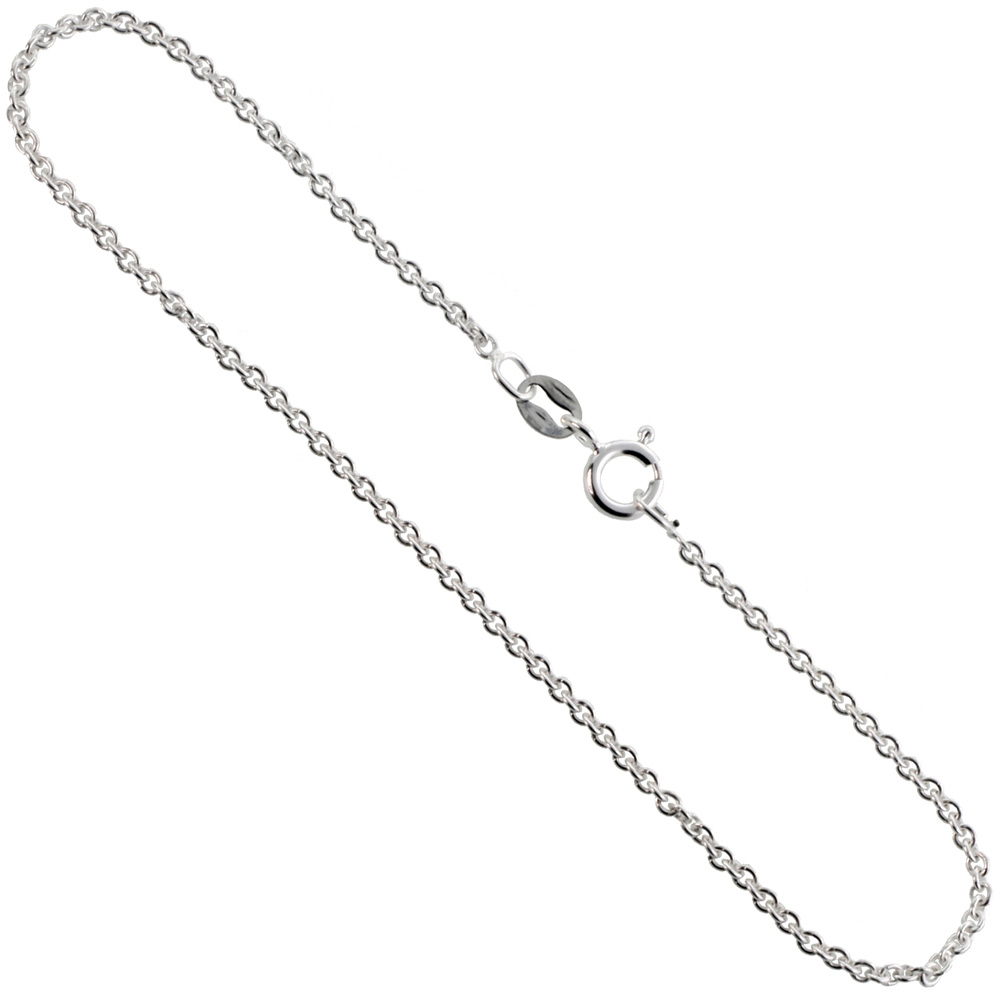 Sterling Silver Cable Chain Necklaces &amp; Bracelets 1.5mm thin Nickel Free Italy, sizes 7 - 30 inches