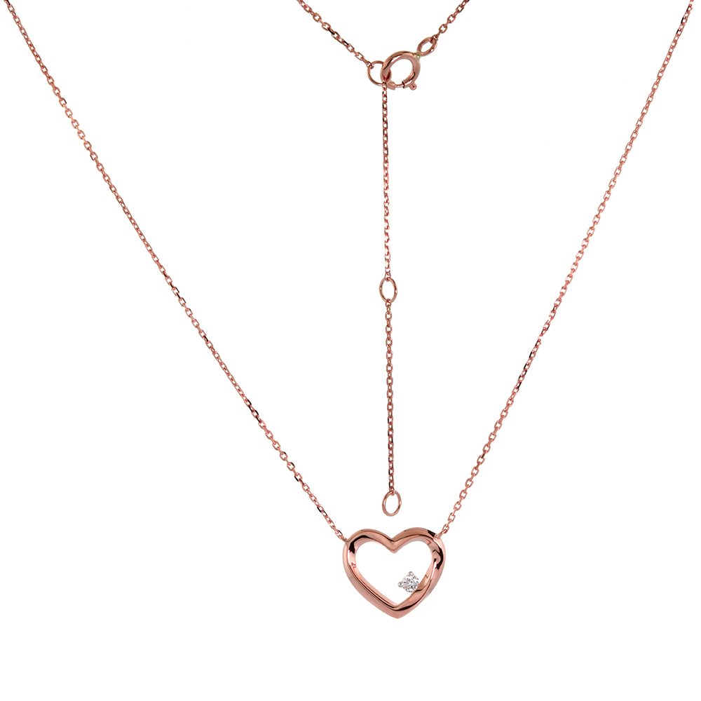 14KT Rose Gold Heart Necklace 0.04 CT. T.W.