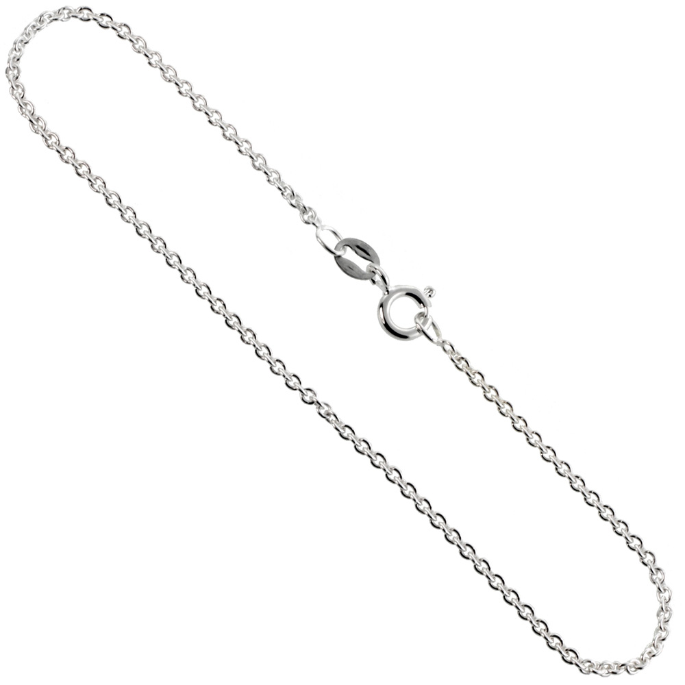 Sterling Silver Cable Chain Necklaces &amp; Bracelets 1.8mm Nickel Free Italy, sizes 7 - 30 inches