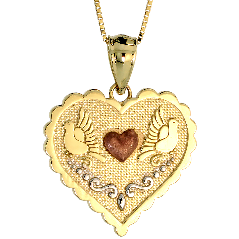 10k Gold Heart Necklace 3/4 high 18 inch