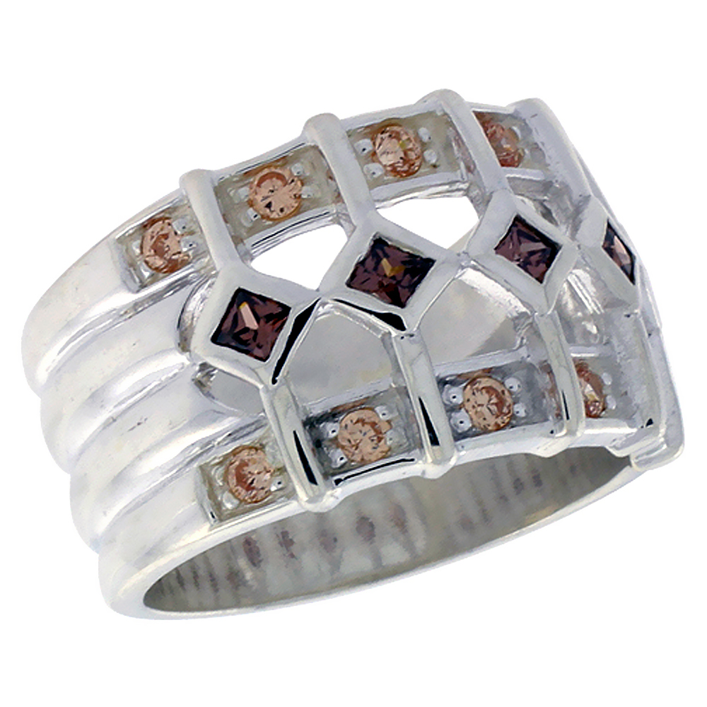 Sterling Silver Ladies Right Hand Ring 1/2 inch, sizes 6 - 10