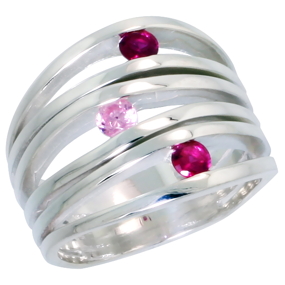 Sterling Silver Ladies Right Hand Ring 3/4 inch, sizes 6 - 10
