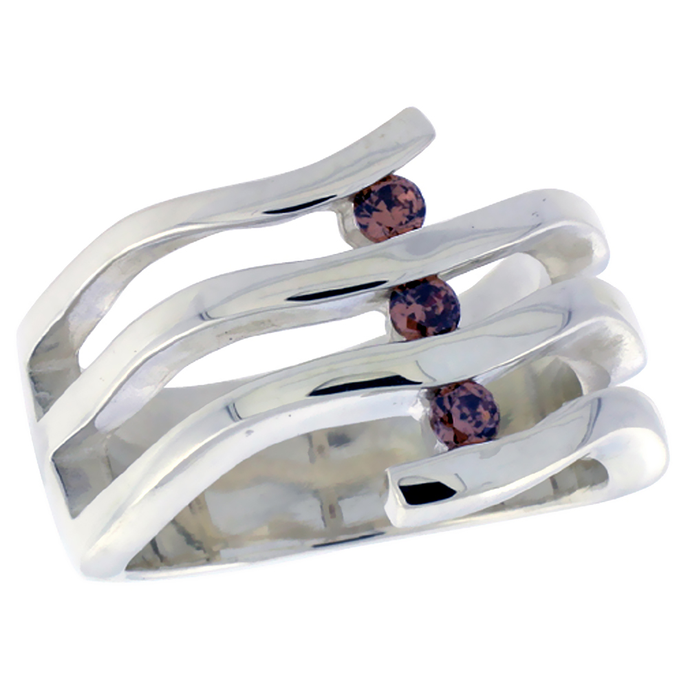 STERLING SILVER LADIES RIGHT HAND RING FOR WOMEN 5/8 INCH SIZES 6 - 10