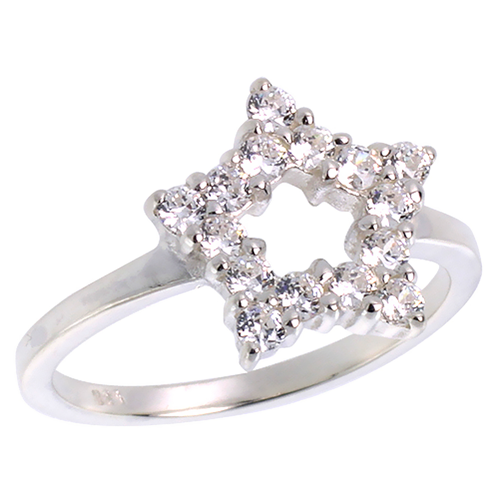 Sterling Silver Ladies Star Cut-out Ring 1/2 inch, sizes 6 - 10