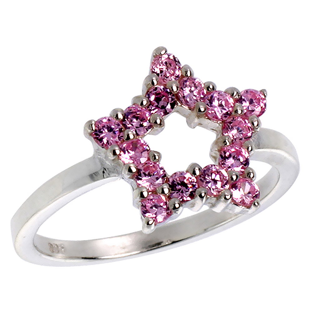 Sterling Silver Ladies Star Cut-out Ring 1/2 inch, sizes 6 - 10