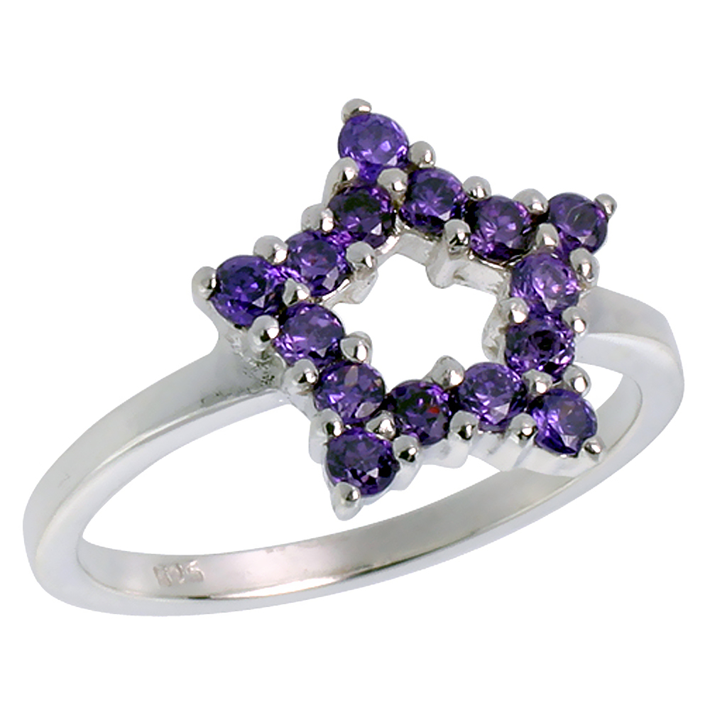 STERLING SILVER LADIES STAR CUT-OUT RING FOR WOMEN 1/2 INCH SIZES 6 - 10