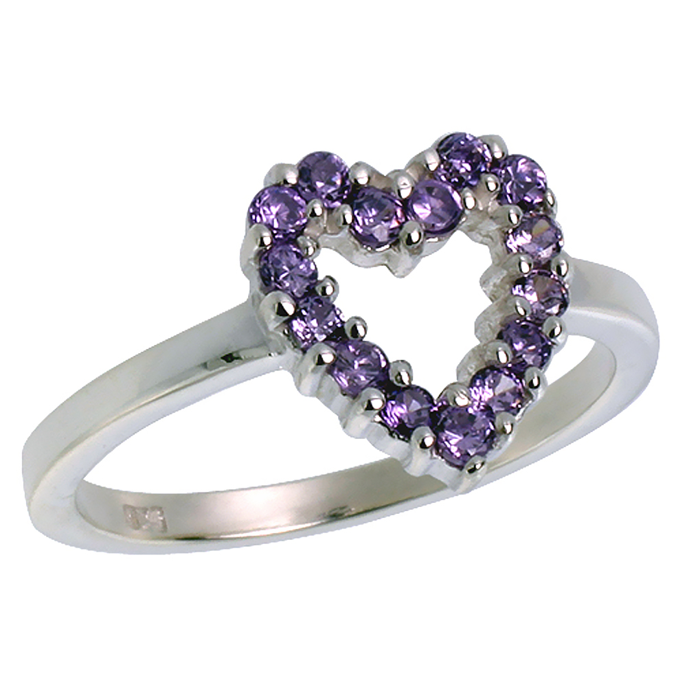 Sterling Silver Ladies Heart Cut-out Ring 1/2 inch, sizes 6 - 10