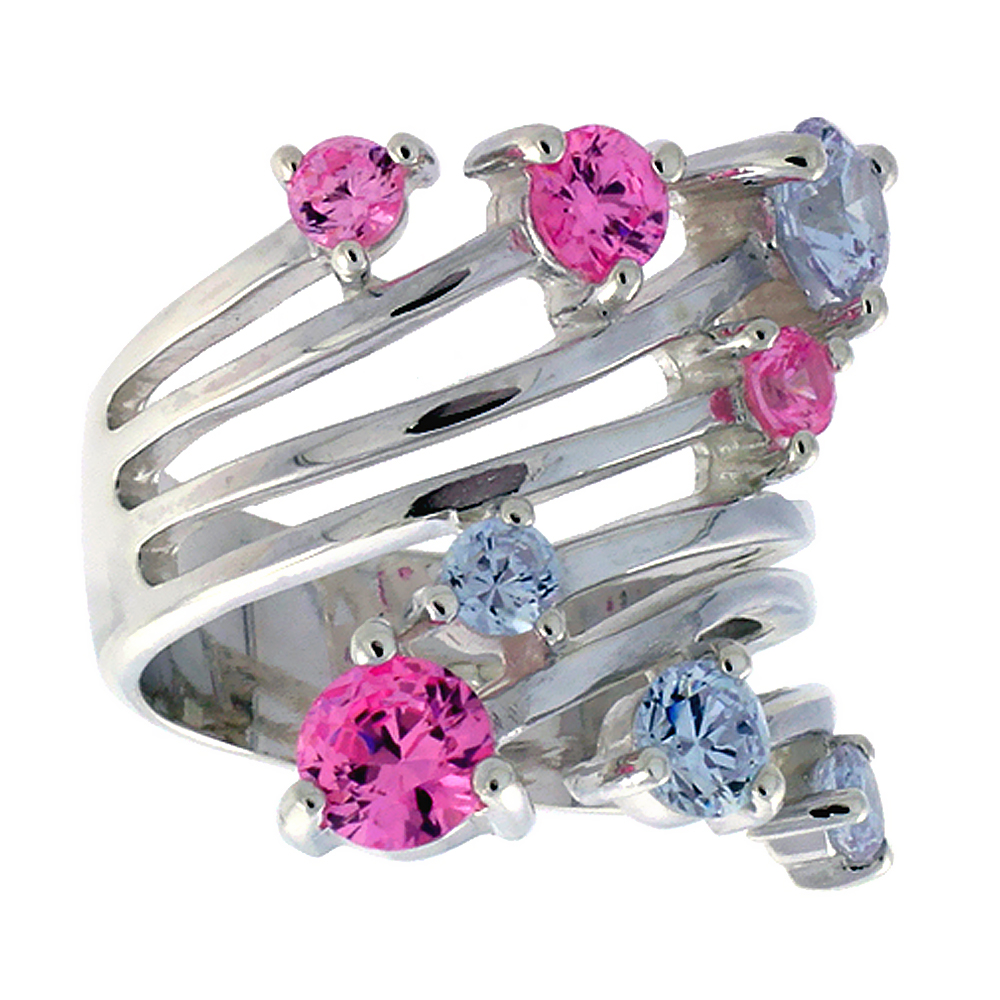 STERLING SILVER RIGHT HAND RING FOR WOMEN 1 INCH SIZES 6 - 10