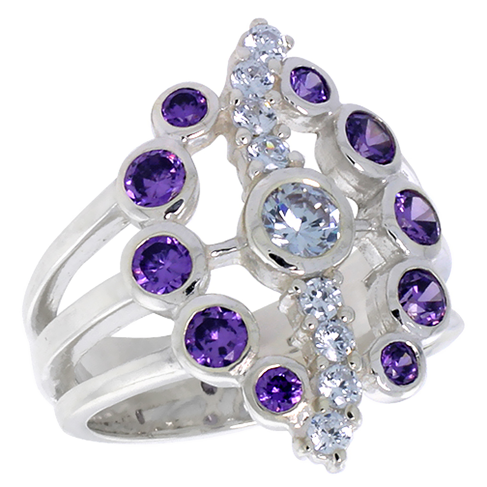 STERLING SILVER OVAL-SHAPED RIGHT HAND RING FOR WOMEN 7/8 INCH SIZES 6 - 10