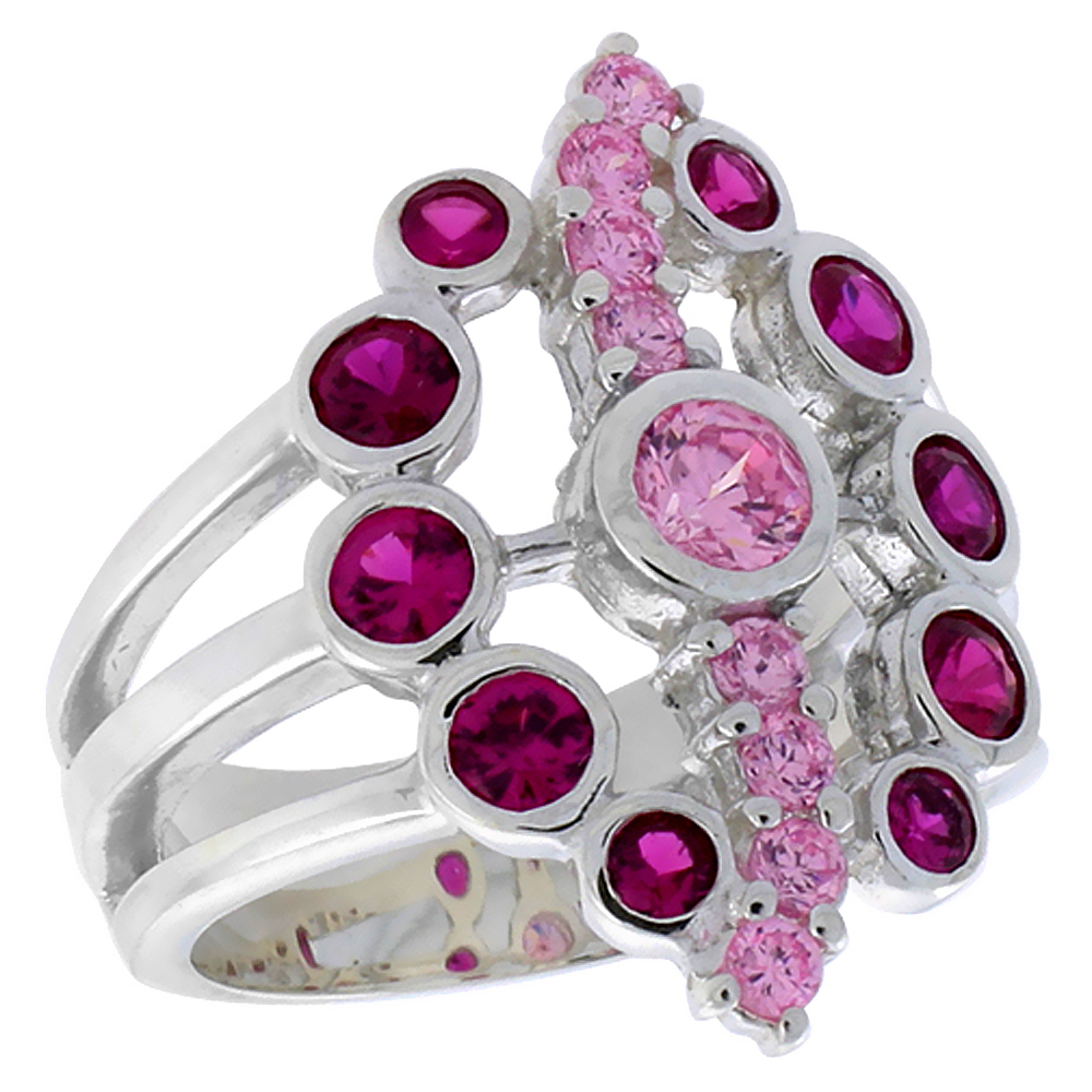 STERLING SILVER OVAL-SHAPED RIGHT HAND RING FOR WOMEN 7/8 INCH SIZES 6 - 10