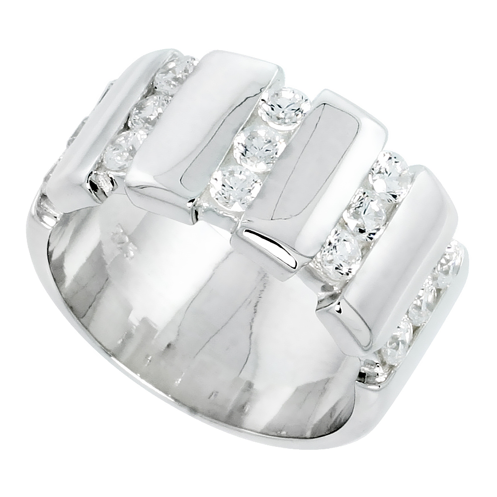 Mens Sterling Silver Cubic Zirconia Ring Brilliant Cut, sizes 8 to 13