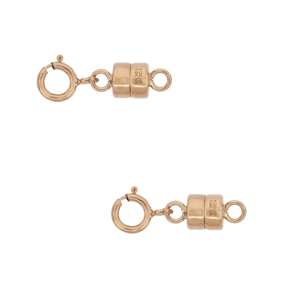 2 PACK 14k Rose Gold-filled 4 mm Magnetic Clasp Converter for Light Necklaces USA Square Edge 5.5mm SpringRing