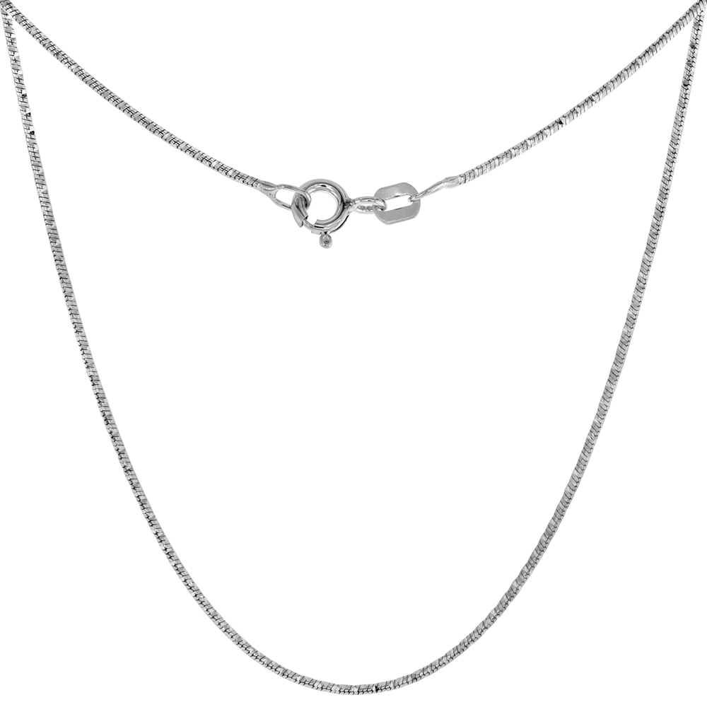 STERLING SILVER SPARKLE 0.85MM SNAKE CHAIN NECKLACES & BRACELETS FINE RHODIUM FINISH SIZES 16 & 18 INCH