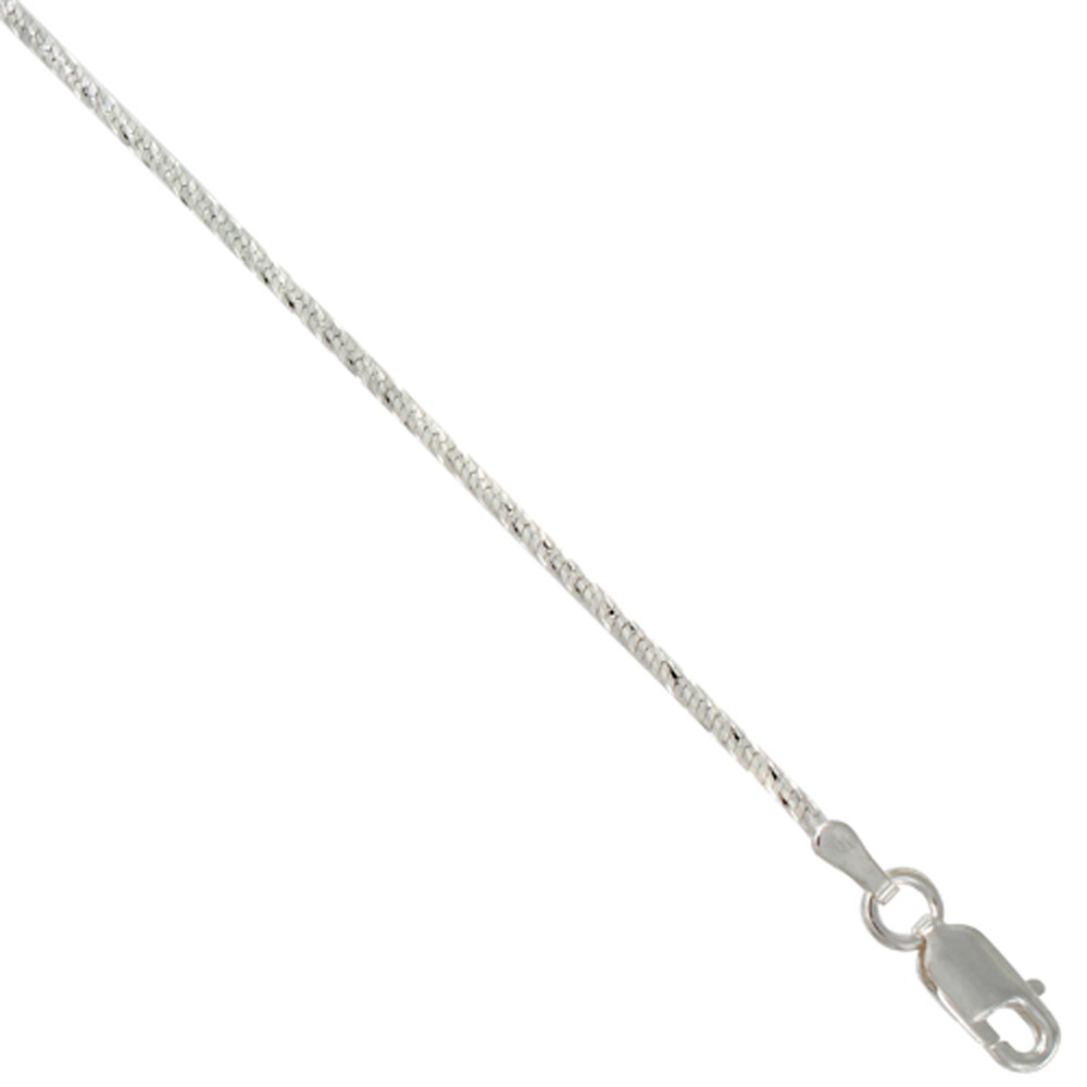 Sterling Silver Sparkle Snake Chain Necklaces &amp; Bracelets 1.4mm Diamond Cut Nickel Free Italy, 16-20 inch