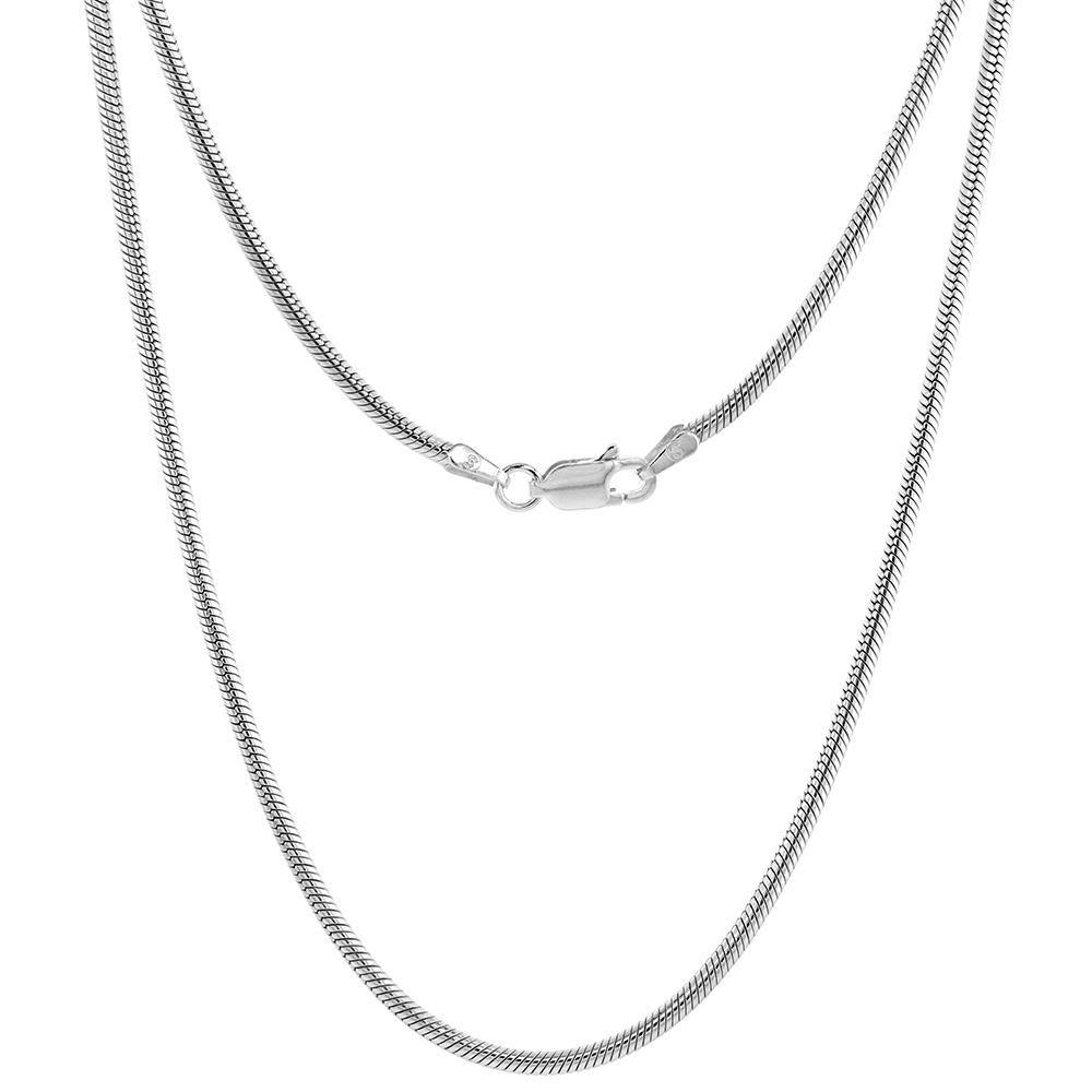 STERLING SILVER SNAKE CHAIN NECKLACES & BRACELETS 2MM MEDIUM THICK NICKEL FREE ITALY, SIZES 7 - 30 INCH