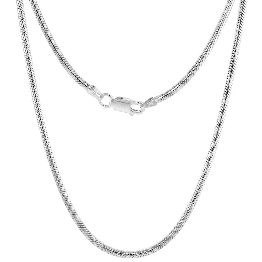 STERLING SILVER SNAKE CHAIN NECKLACES & BRACELETS 2.5MM MEDIUM THICK NICKEL FREE ITALY, SIZES 7 - 30 INCH