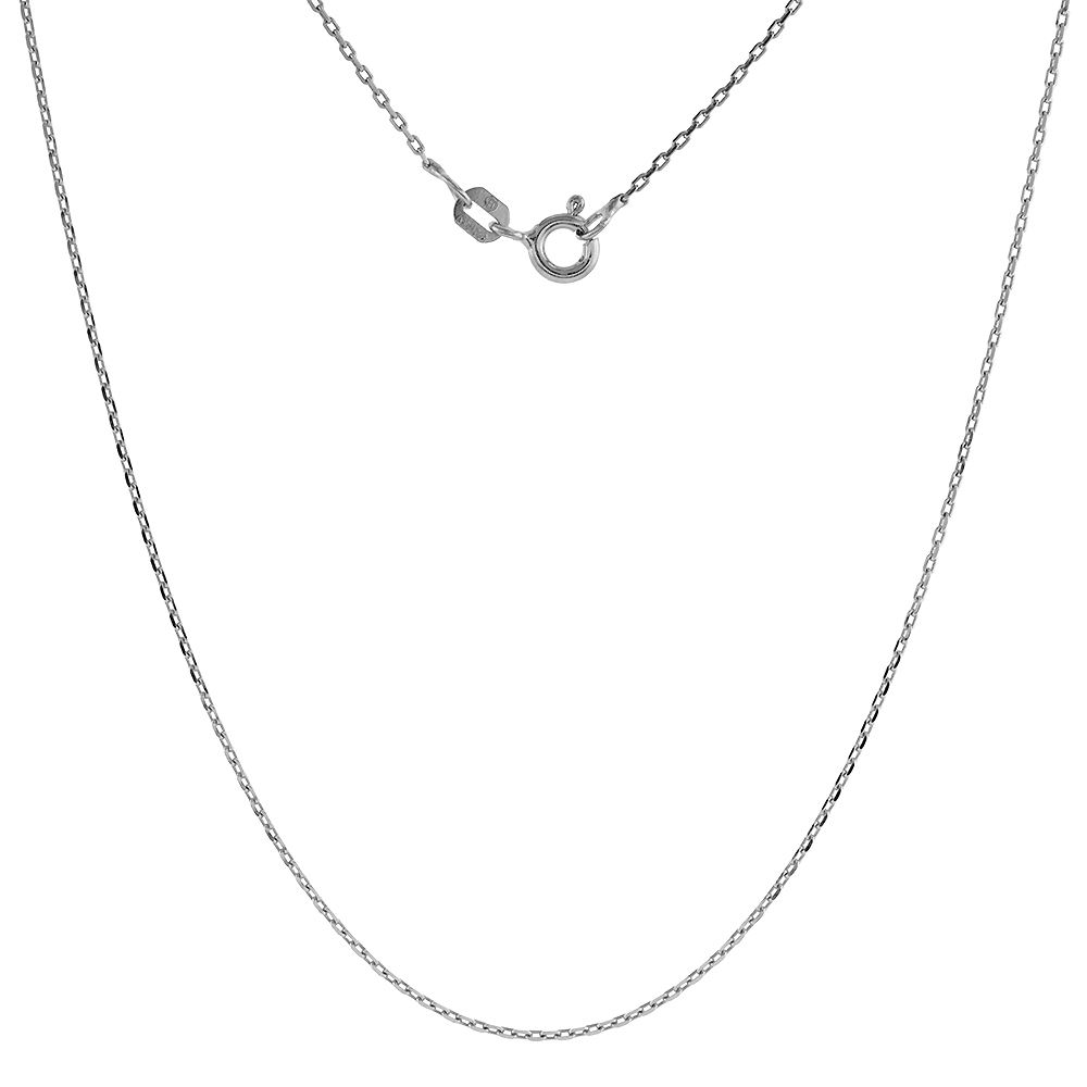 Sterling Silver fine Boston Link Chain Necklace 1mm Very Thin Nickel Free Italy sizes 16 - 24 inch