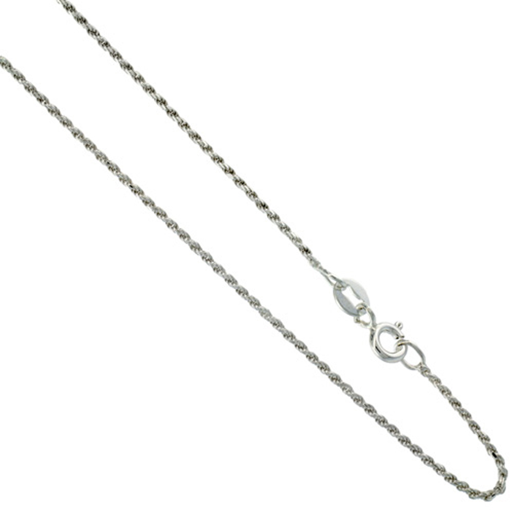 Very Thin Sterling Silver 1mm Rope Chain Necklace for Women Diamond Cut Nickel Free Italy 16 - 20 inch
