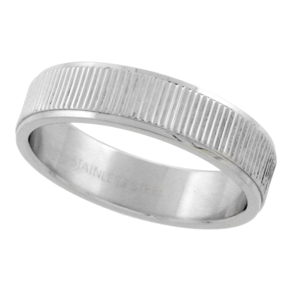 Surgical Stainless Steel 6mm Wedding Band Ring Coin Edge Finish, sizes 7 - 14