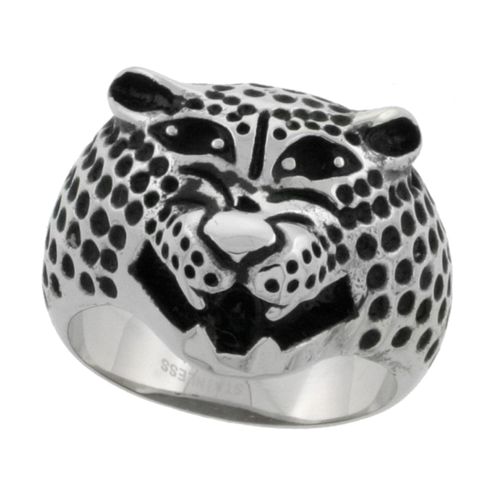 Stainless Steel Panther Ring Biker Rings for men 3/4 inch sizes 9 - 15