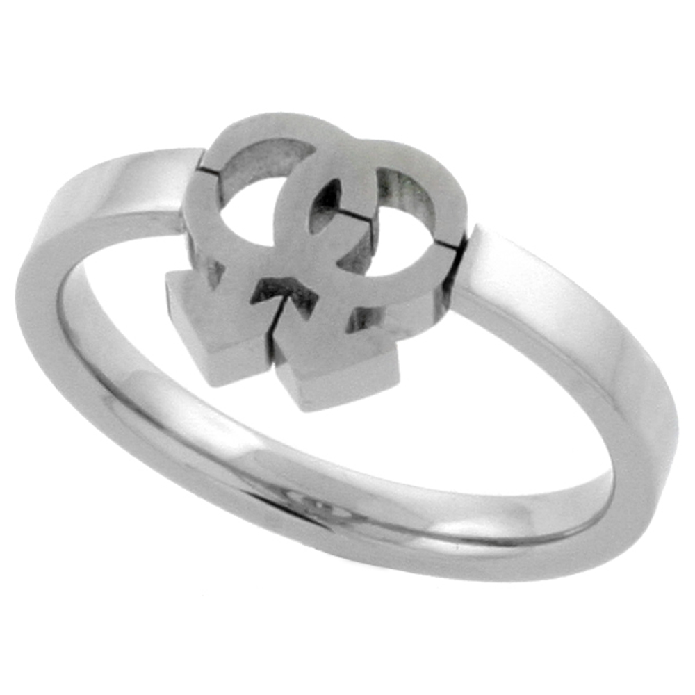 STAINLESS STEEL GAY SYMBOL RING CUT-OUT 7/16 INCH SIZES 9 - 13