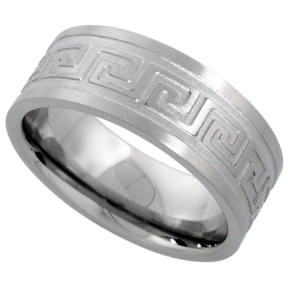 Stainless Steel FR068 8mm Hammered Band Ring