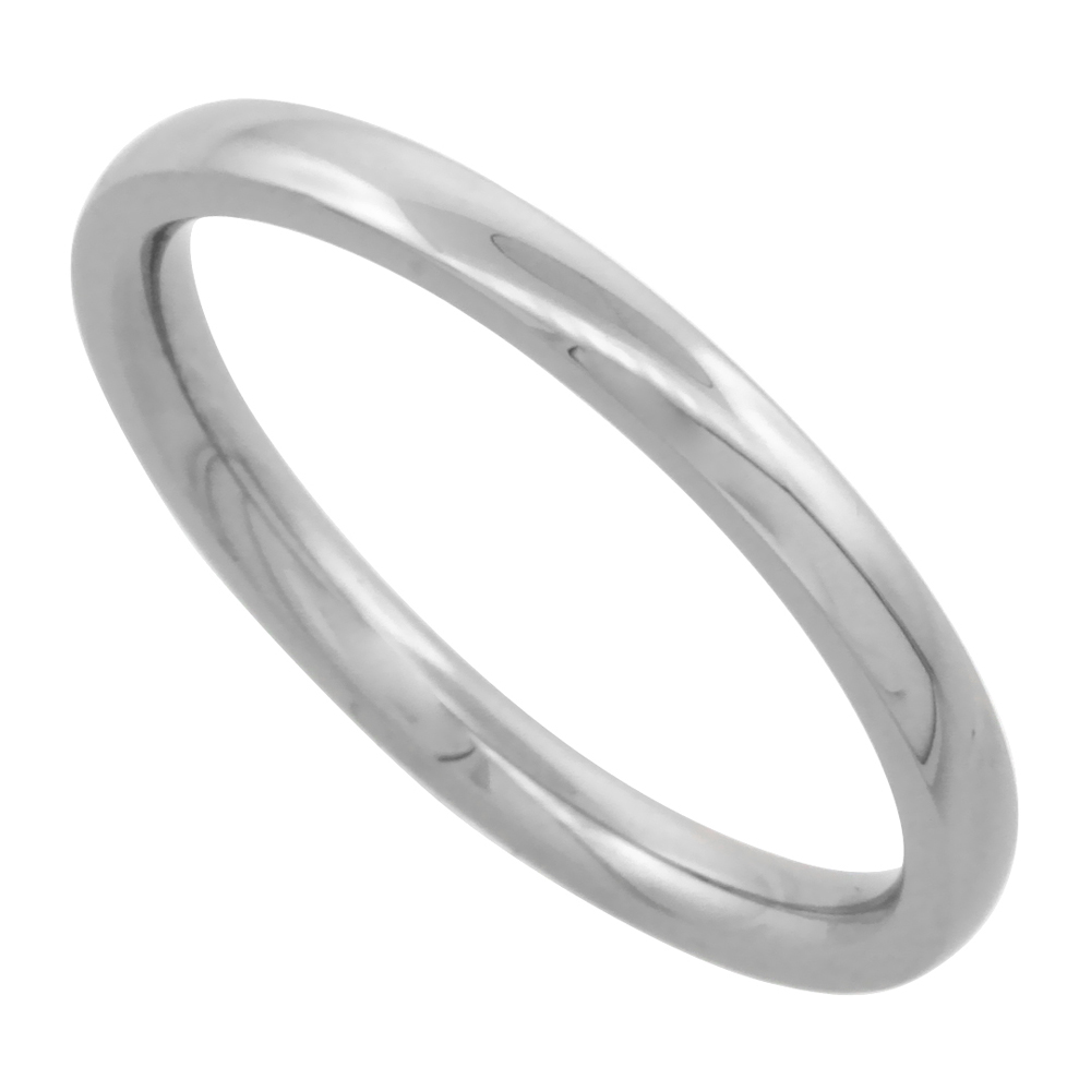 Surgical Stainless Steel 2mm Domed Wedding Band Thumb / Toe Ring Comfort-Fit High Polish sizes 1 - 12