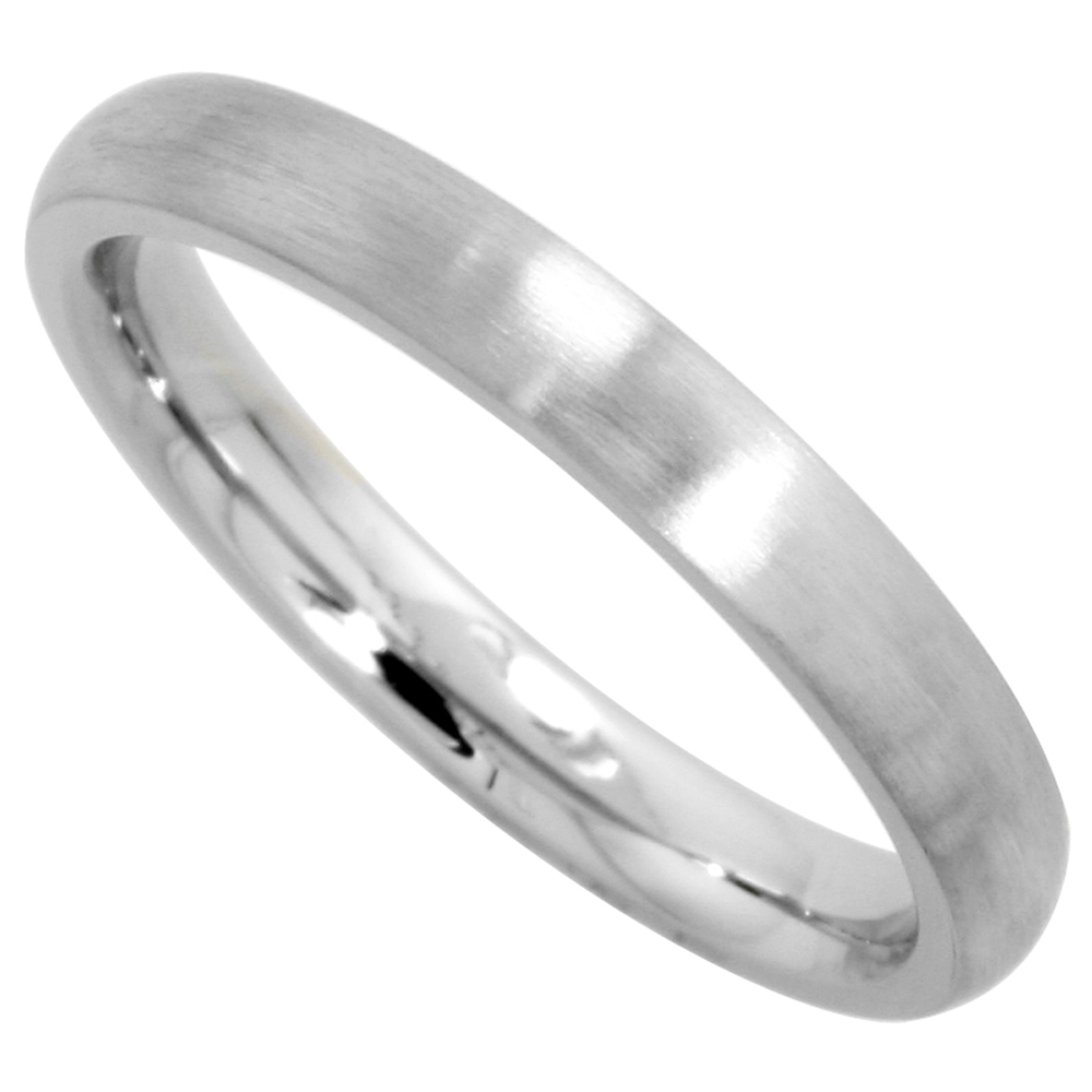 Surgical Stainless Steel 3mm Domed Wedding Band Thumb / Toe Ring Comfort-Fit Matte Finish, sizes 5 - 12