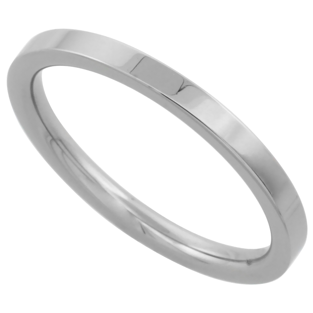 Surgical Stainless Steel 2mm Wedding Band Thumb / Toe Ring Comfort-Fit High Polish, sizes 1 - 12
