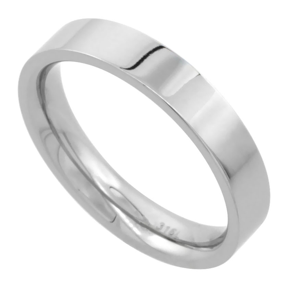 Surgical Stainless Steel 4mm Wedding Band Thumb Ring Comfort-Fit Matte Finish, sizes 5 - 12