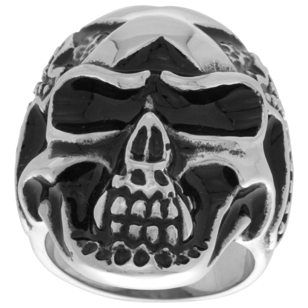 Stainless Steel Skull Ring Crosses Biker Rings for men Sizes 9 - 15