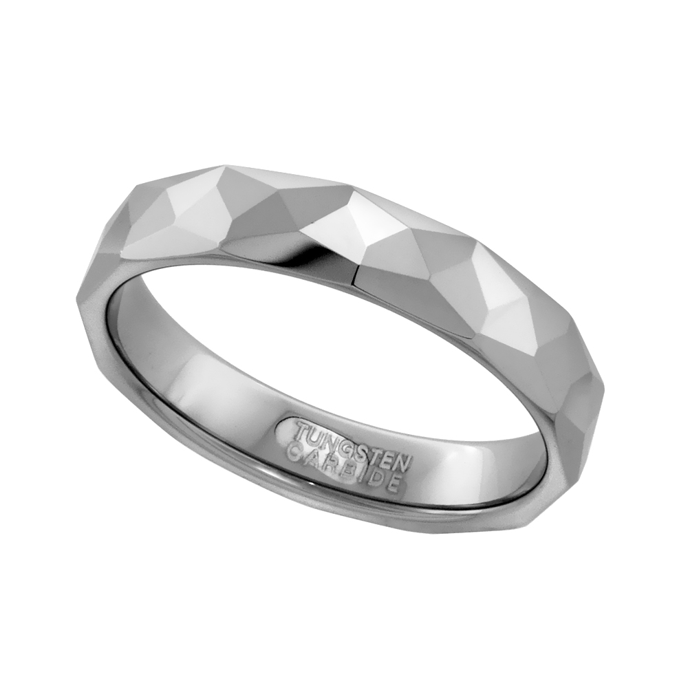 TUNGSTEN CARBIDE 3.5 MM FACETED TINY PINKY TOE RING ABSTRACT PATTERN SIZES 3 TO 5