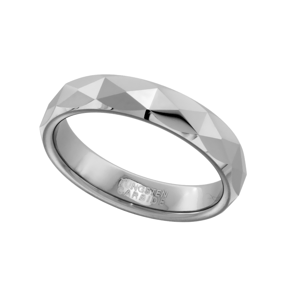 TUNGSTEN CARBIDE 3.5 MM FACETED TINY PINKY TOE RING ABSTRACT PATTERN SIZES 3 TO 5