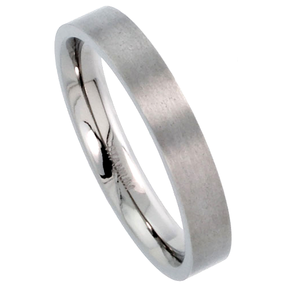 4mm Titanium Wedding Band / Thumb Ring Plain Flat Comfort-Fit Brushed 5/16 inch sizes 5 - 12