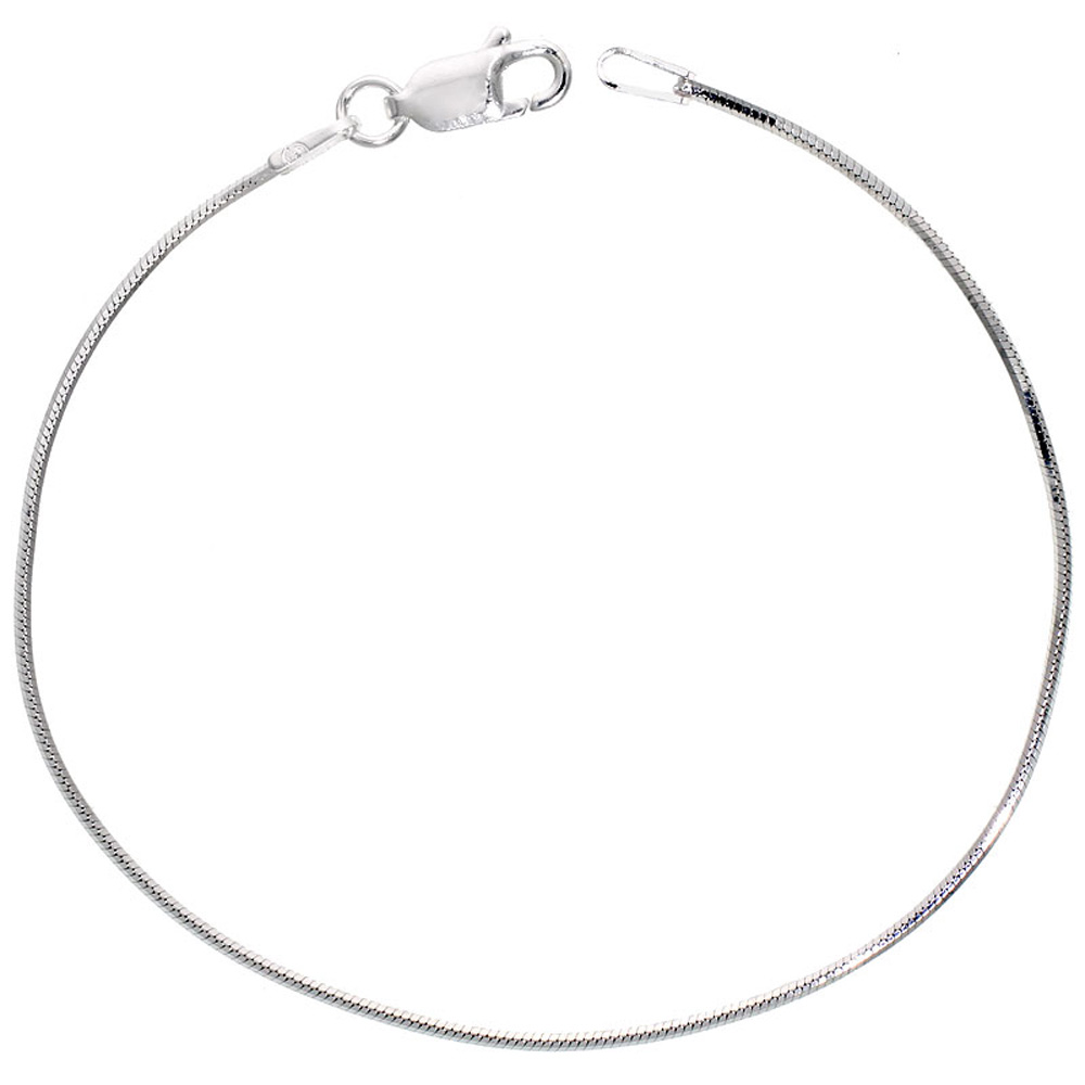 STERLING SILVER 8 SIDED SNAKE CHAIN NECKLACE 0.9MM THIN OCTAGON NICKEL FREE ITALY, 16 -20 INCH