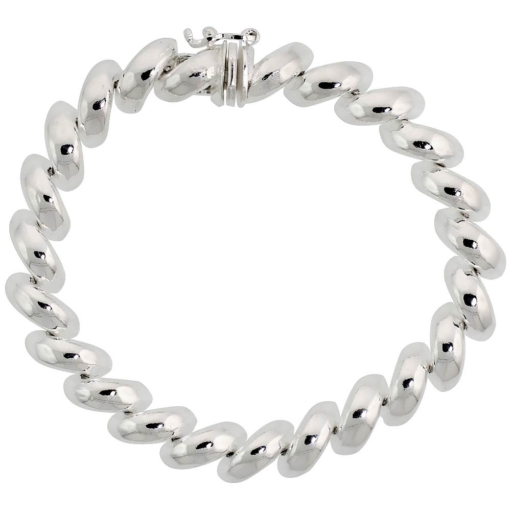 SMALL STERLING SILVER 8MM SAN MARCO BRACELETS AND NECKLACE FOR WOMEN ITALY 11/32 INCH WIDE 7-18 INCH SIZES