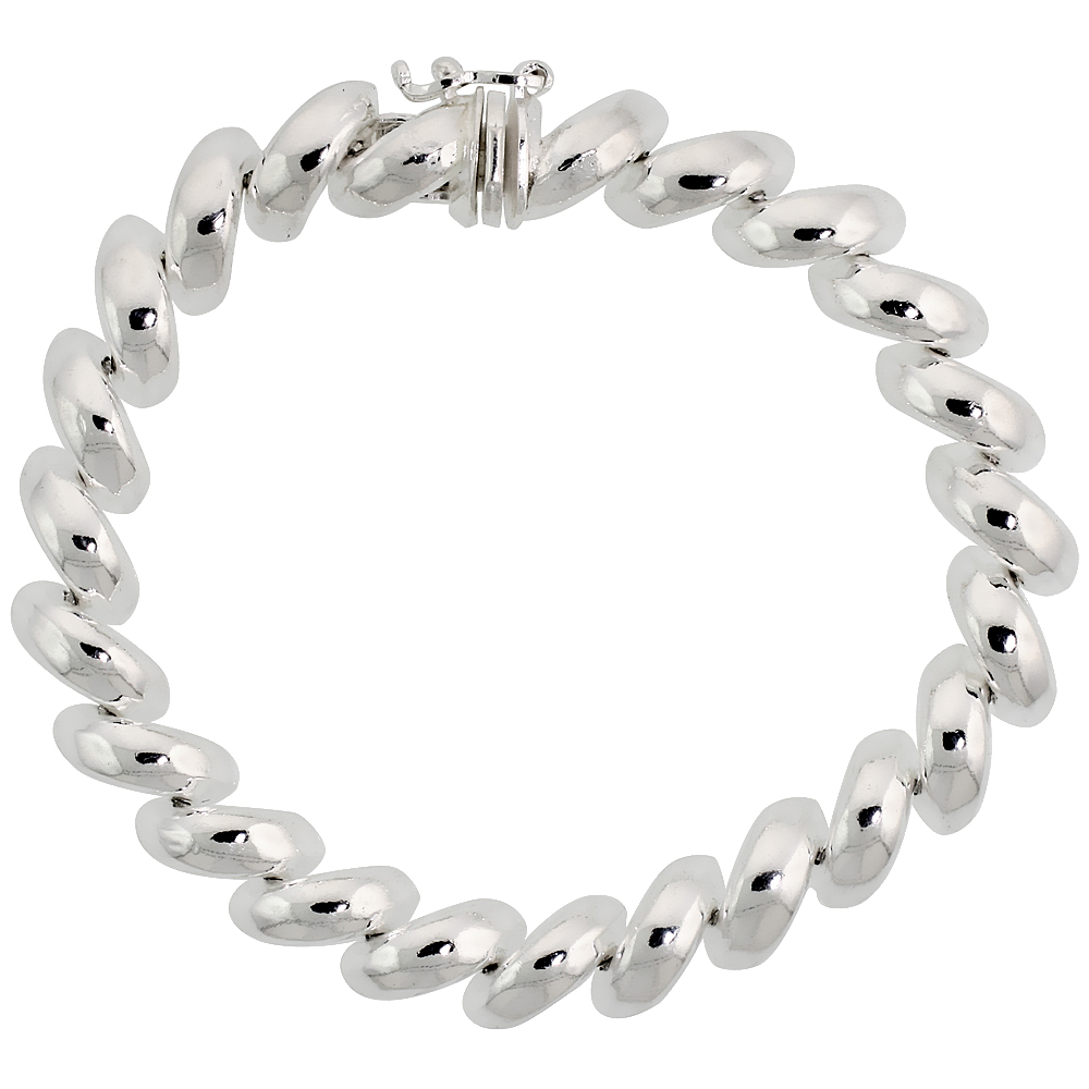 Small Sterling Silver 8mm San Marco Bracelets and Necklace for Women Italy 11/32 inch wide 7-18 inch sizes