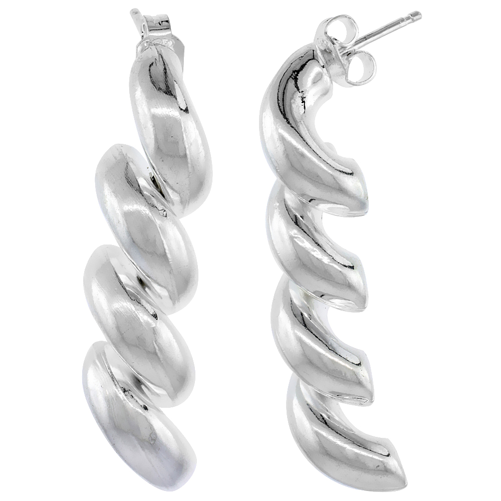 STERLING SILVER SAN MARCO EARRINGS ITALIAN, 1 1/4 INCH LONG