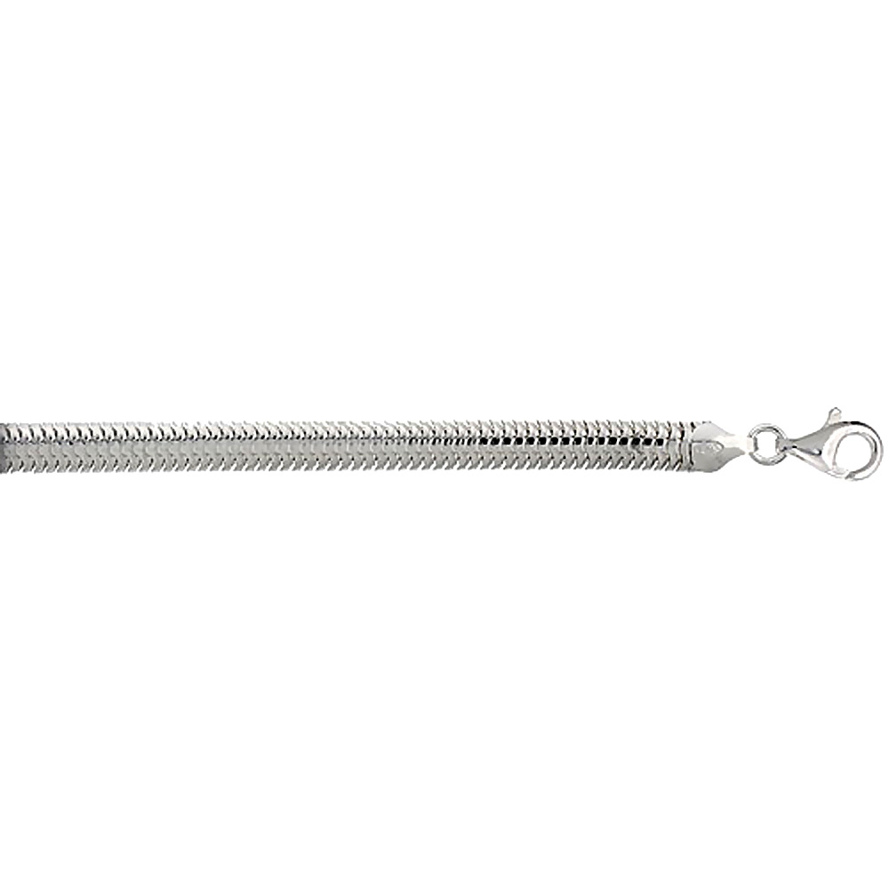 STERLING SILVER 4.5 MM ITALIAN FLAT SNAKE CHAIN, NICKEL FREE (AVAILABLE IN DIFFERENT LENGTHS)