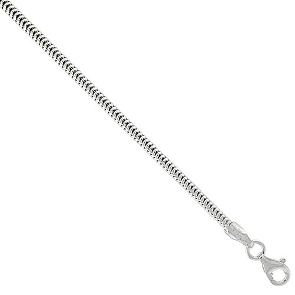 STERLING SILVER SNAKE CHAIN NECKLACE 2 .4MM VINTAGE STYLE NICKEL FREE ITALY, SIZES 7 - 30 INCH